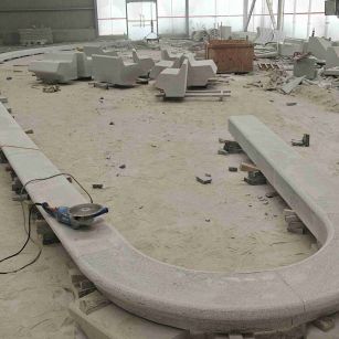 三沙 芝麻白花岗岩弧形花坛石，坐凳石