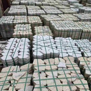 三沙 黄金麻白麻花岗岩荔枝面地铺石(冰裂纹)