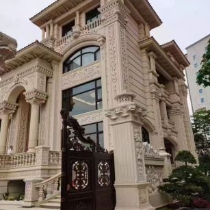 三沙 黄金麻花岗岩别墅外墙干挂效果展示