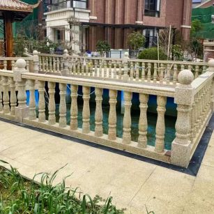 三沙黄金麻花岗岩石材栏杆，扶手，将军柱，花瓶柱