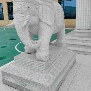 三沙 白麻花岗岩动物异形石雕-大象