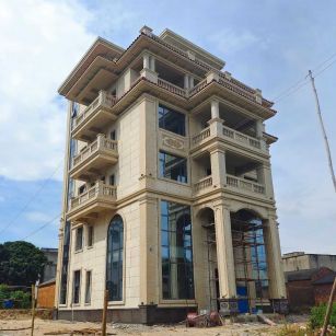 三沙 黄金麻花岗岩石材别墅外墙干挂搭配（雕花栏杆花瓶柱门楼罗马柱）