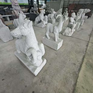 三沙 芝麻白花岗岩造型立体雕刻——十二生肖
