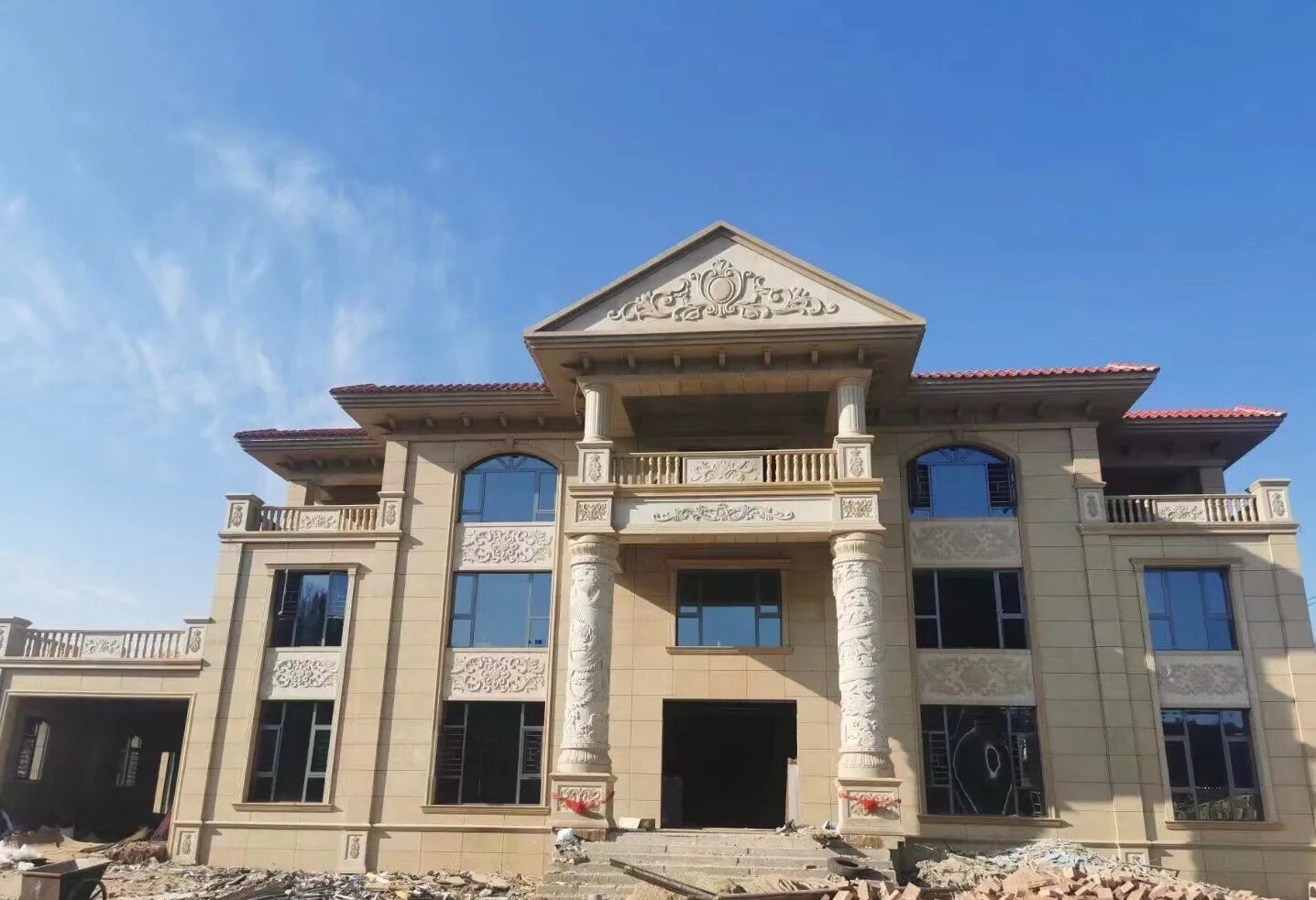 三沙 黄金麻花岗岩别墅外墙干挂