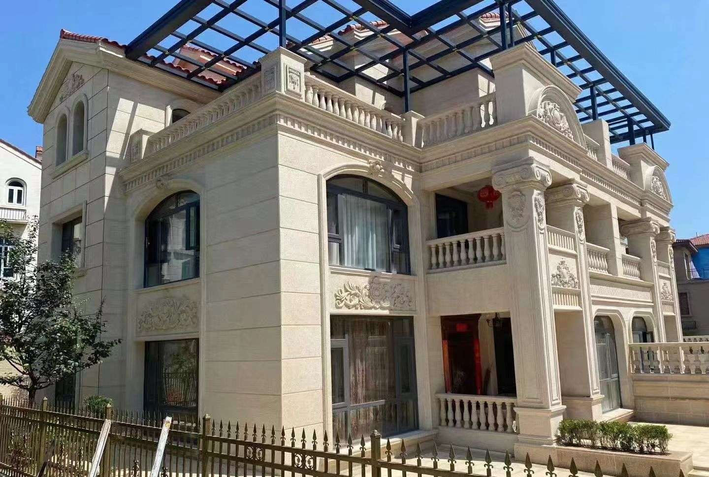 三沙 黄金麻花岗岩荔枝面别墅外墙干挂