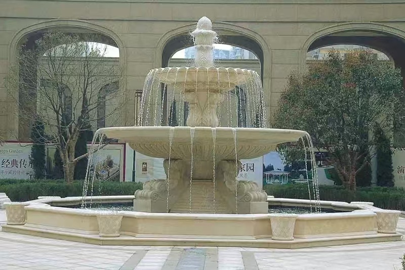 三沙 黄金麻花岗岩异型加工——户外庭院石雕流水喷泉