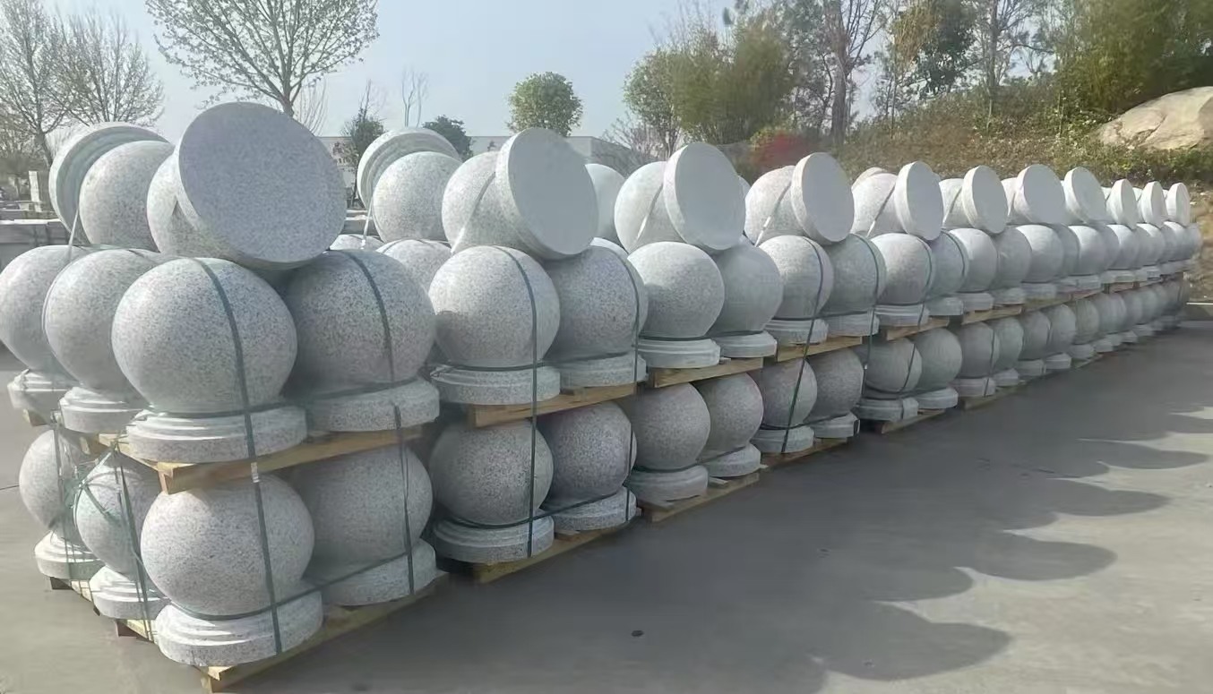 三沙 白麻花岗岩石材圆球，石球，挡车球，隔离球，景观石球，风水球等