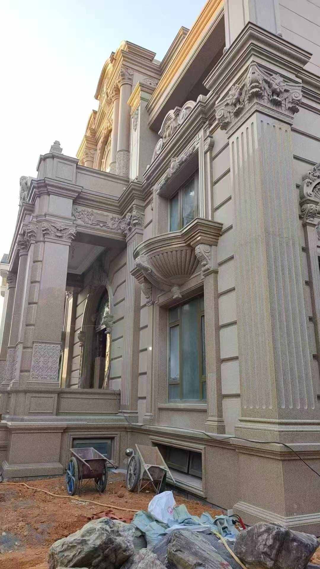 三沙 黄金麻花岗岩光面别墅外墙干挂施工完成